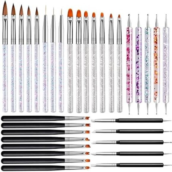 33pcs Acrylic Nail Brush Set UV Gel Nail Art Brushes Nail Art Builder Brush - Picture 8 of 8